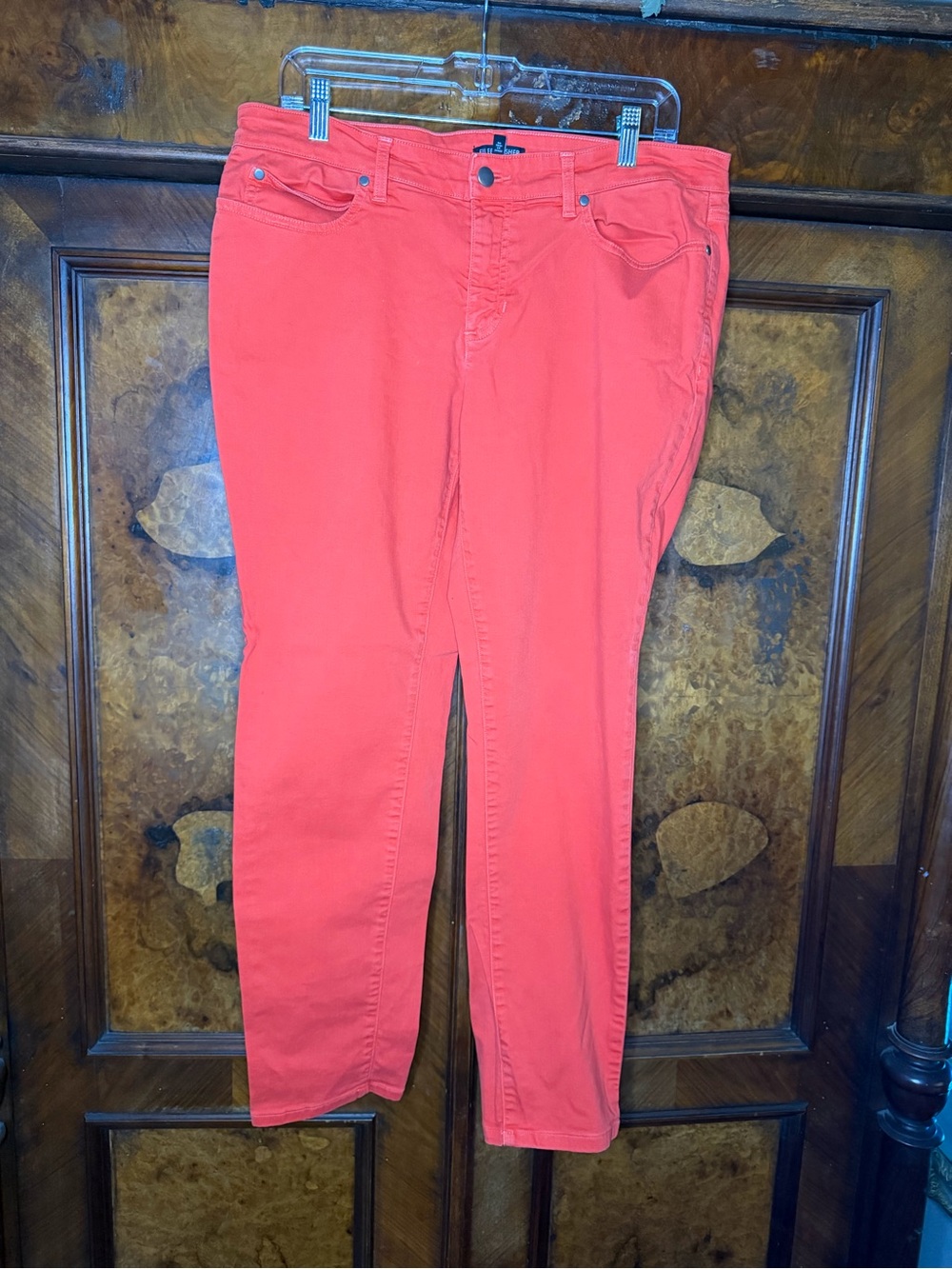 Eileen Fisher Orange Coral Skinny Ankle Jeans Size 12 GUC